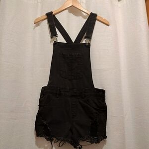 Refuge Black Denim Overalls